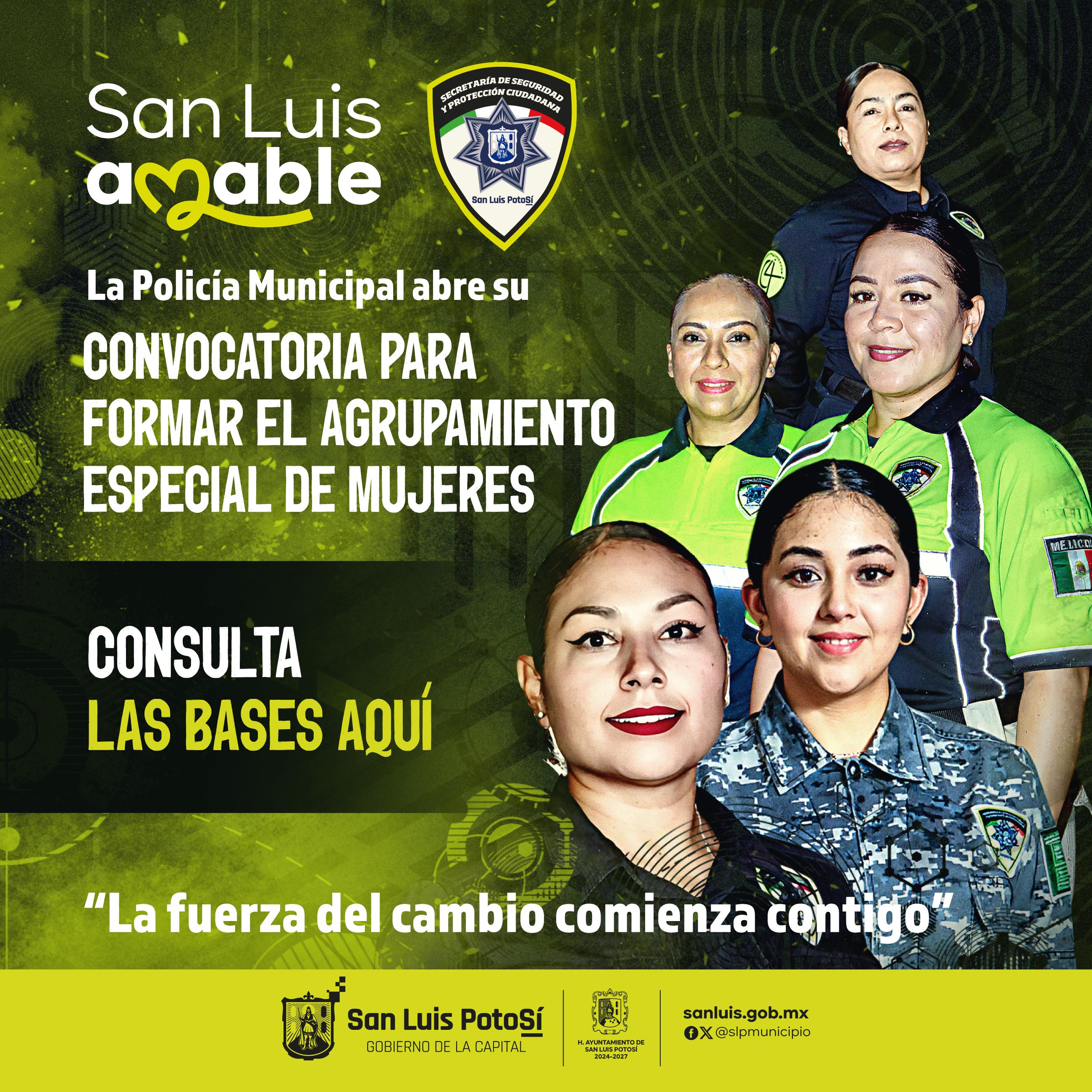 Banner con fotografías de mujeres policias y texto
